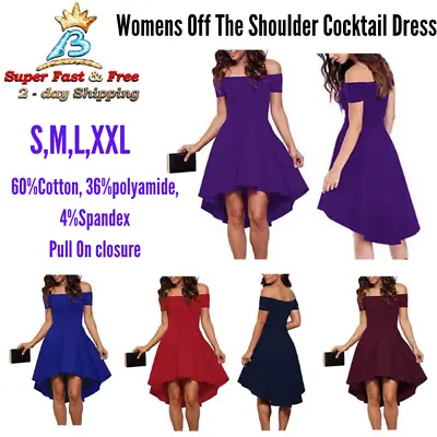 Cocktail Skater Dress High Low Prom Off The Shoulder Dress Small Medium Large  • $64.53