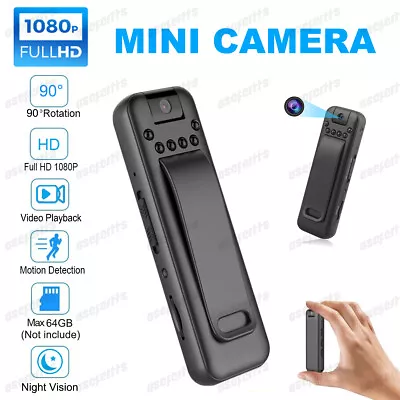 1080P HD Video DVR Clip IR Night Cam 8-Hour Camcorder Mini Police Body Camera • $20.99