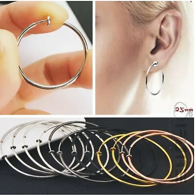 PAIR Of WOMEN'S SPRING CLIP ON  EAR CLIPS  FAKE HOOP DANGLE EARRINGS GOTHIC PUNK • £1.99