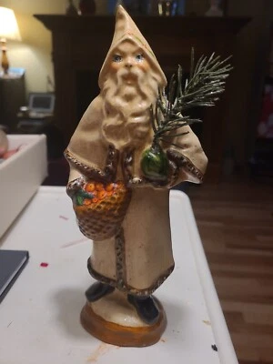 $100 • Buy Vaillancourt Folk Art Father Christmas Santa Claus 1986 White Coat
