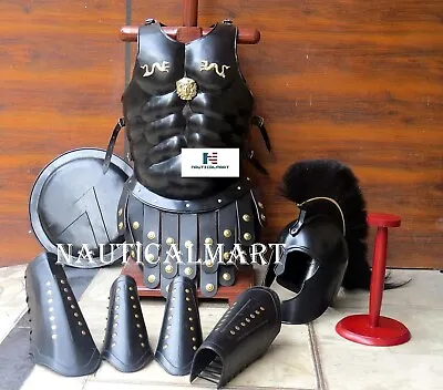 NauticalMart Muscle Armor Troy Helmet With Leather Leg Arm GuardShield Medieva • $249