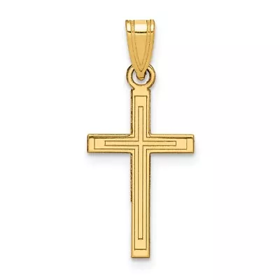 Real 14K Yellow Gold Solid Laser Etched Cross Pendant; Women & Men • $105.81