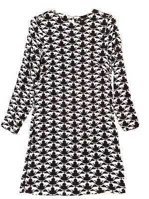 H&M H & M HM Kitty Cat Print Op Art Black White Mod Tunic Dress Size 2 XS • $19.95