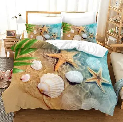 Ocean Beach Starfish Conch Duvet/Quilt/Doona Cover Single/Queen/King Bedding Set • $64.56