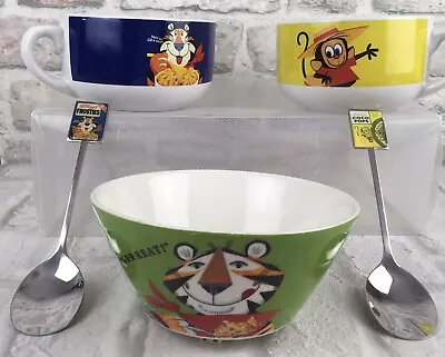 Kelloggs X 3  Cereal Bowls With 2 X Cereal Spoons Frosties And Coco Pops E8 • £22.98