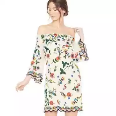 Alice + Olivia Christiana Dress Womens Small Embroidered Off Shoulder Multicolor • $69.98