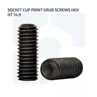 M4 M5 M6 M8 M10 Socket Cup Point Grub Screws Hex Allen Set Screws 14.9 Black • £1.70