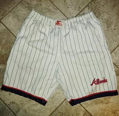 Vintage 90s Atlanta Braves MLB Baseball Starter Pinstripe Shorts XL Rare • $49.50