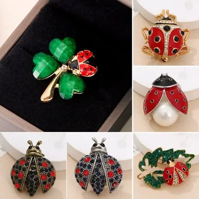 Wedding Pearl Ladybug Crystal Insects Brooch Lapel Pin Women Fashion Jewelry New • £2.58