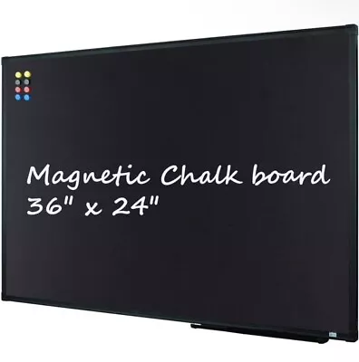 Magnetic Black Chalkboard/Black Board Black Aluminum Frame Board 48 X 36 Inch • $70