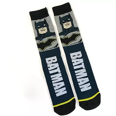 New BATMAN SOCKS Dark Gray Black BIG LOGO Spellout Dc Comics MENS ADULT CREW • $7.50