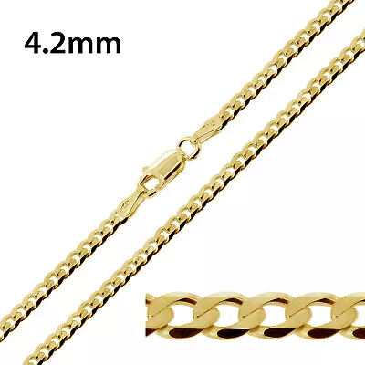 9ct Gold Plated On Sterling Silver 16 18 20 22 24 26 28  Flat Curb Chain • £46.99