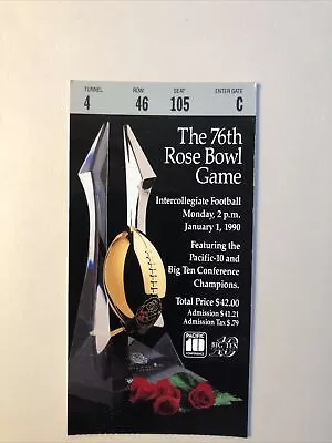 1990 Rose Bowl Ticket Stub - USC Trojans Vs Michigan Wolverines 1/1/90  • $17.50