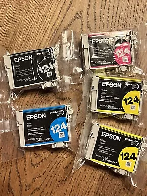 New Genuine Epson 124 5 Pack Ink Black Blue Red  2 Yellow • $24.95