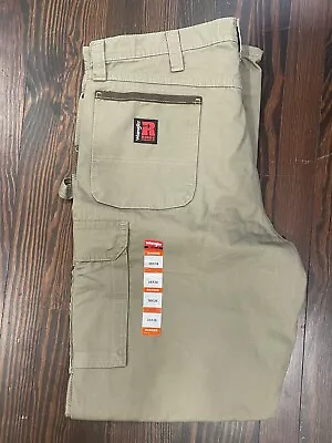 Men's WRANGLER Riggs Workwear Khaki Flannel Lined Cargo Work Pants Sz 38x36 NEW • $29.99