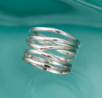 Silver Ring Wide Wrap Ring Multi Band Ring Statement Ring Every Day Ring 925 • $8.99
