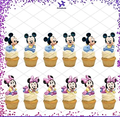 12 Mickey Minnie Mouse Baby Cupcake Topper Pick Favor Party Birthday • $10.25