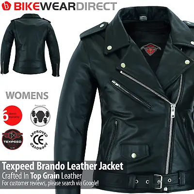 Womens Leather Brando Biker Jacket Ladies Motorbike Motorcycle With CE Armour • $92.47