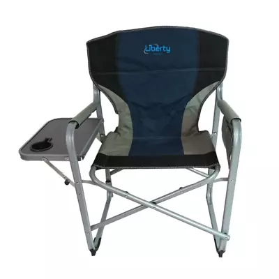 Liberty Camping Director's Chair Blue Leisure Garden Beach Folding Side Table • £44.90