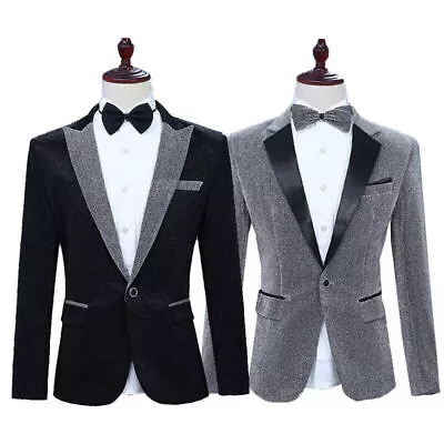 Mens Suit-Jacket Blazer Wedding Costume Fancy Dress Coat Luxury Notch-Lapel Prom • $57.41