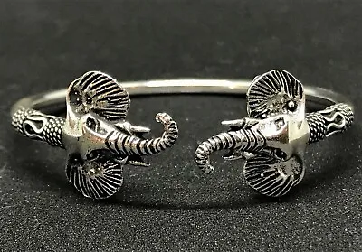 Tribal Artisan Bali Sterling Silver 925 Bangle Cuff Elephant Jewelry Bracelet • $39