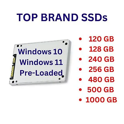£62.99 • Buy 128/256/512/1000 GB SSD Solid State Hard Drive HDD Windows 10/11 Installed