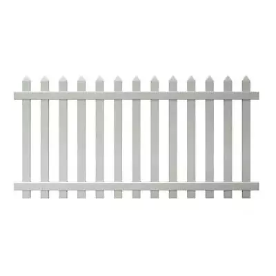 Veranda Fence Panel 4'Hx8' W Vinyl Spaced Picket W/ Pointed Pickets White • $99.98
