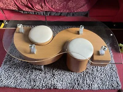 £129 • Buy Funky Smshaped Coffee Table Stools Drawers Glss Top Vintage Cool 