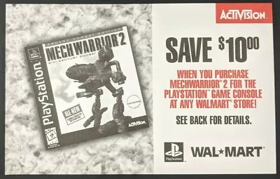 Mech Warrior 2 Coupon Print Ad Game Poster Art PROMO Original Walmart PS1 1997 • $14.99