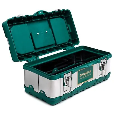 HUAQI 17  Heavy Duty ABS Plastic Tool Box Chest Storage Case & Removable Tray • £21.99