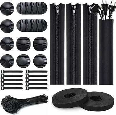 Oksdown 126 Pack Black Cable Management Organizer Kit Includes 4 Cable Sleeve • £9.99