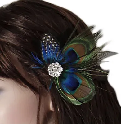$16.95 • Buy Peacock Feather Fascinator Clip Races Wedding Party Hair Accessories Headband