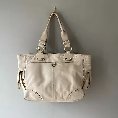 M&S Autograph Underarm Bag Shoulder Handbag Cream Leather Medium Side Tote Gold • £28.99