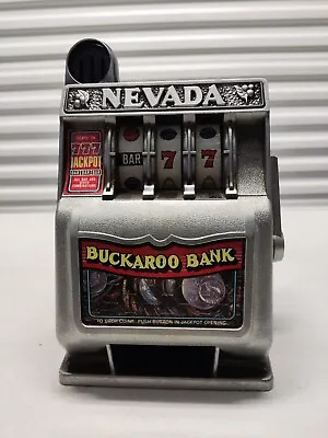 Vintage Buckaroo Mini Slot Machine Toy Gambling Bank Metal Las Vegas Nevada 9  • $19.99