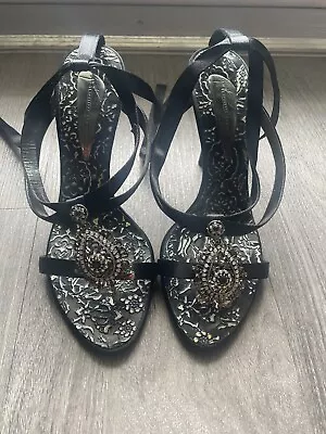 $19.99 • Buy Giuseppe Zanotti Pendent Black Lace Up Heels Size 36 W/ Original Box! $440 MSRP!
