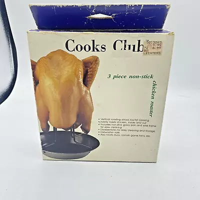 New Vintage Chicken Cooks Club Nonstick Vertical Poultry Roaster 3 Pc Kit • $12.76