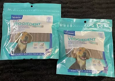 LOT (2) - Virbac C.E.T. VEGGIEDENT Tartar Control Chews MED. DOG - 60 Tot. 11/24 • $46.69