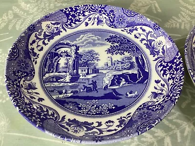 Spode Blue Italian 8.5”  Pasta Dessert Bowls TWO  New Made In England • $36.46