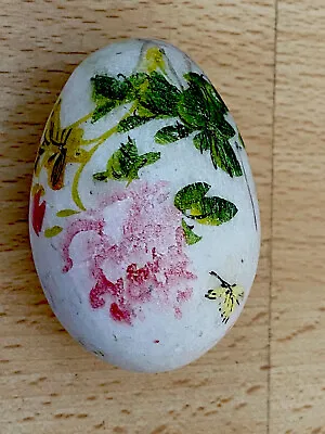 Vintage Japanese Hand Painted Art Marble Egg Cherry Blossom Flowers Ornament • £12