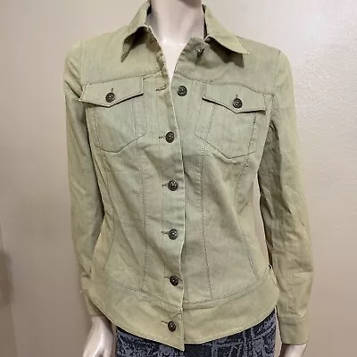 Women’s Greenish Denim Cotton Casual Button Pleated Pocket Size M Jacket • $25