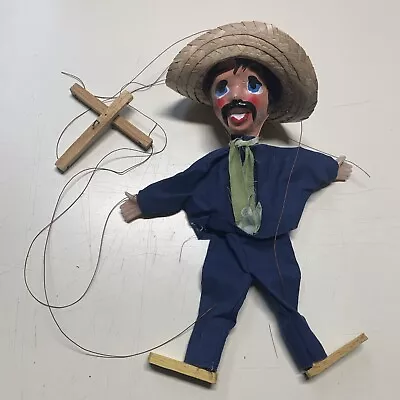 Vintage Mexican Marionette String Puppet Doll Folk Art 13  • $12.75