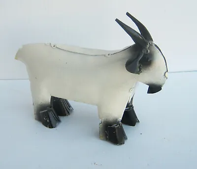 Metal Art Small Goat Sculpture 9   Long Yard Art Animal Figure White • $22.50