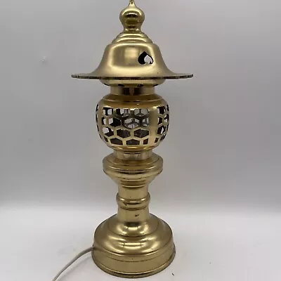 Vintage Brass Pagoda Table Lamp Night Accent Light 12” Height Works! • $21.24