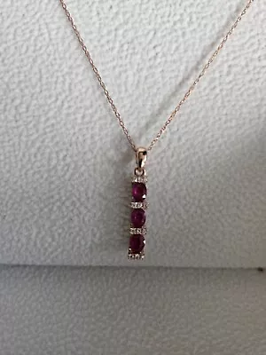 14ct Gold Diamond And Ruby Necklace • £650