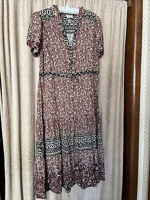 Knox Rose Dress WM L Maxi Kaftan Boho Cottage Prairie Peasant Excellent • $17.95