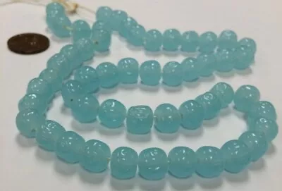 45 VINTAGE JAPANESE CHERRY BRAND GLASS CHALCEDONY BLUE 10mm. BAROQUE BEADS 4602T • $6.74