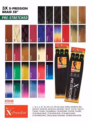 X-pression Xpression Expression 100% Kanekalon 3X Braiding Hair Pre-Stretched 58 • $8.99