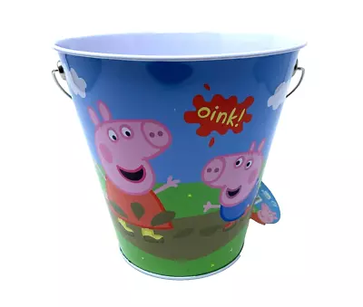 Peppa Pig Tin Pail Bucket Basket Sand Beach Kids Easter Halloween  • $1.99