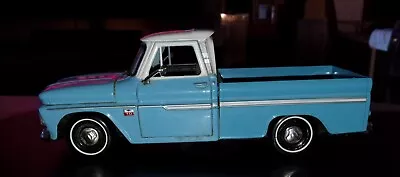 1966 Chevy C10 Fleetside Pickup 1/24 Diecast Car Motor Max Blue/white  73255 • $9.99