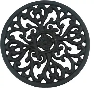 Ogrmar 6.6   Diameter Decorative Cast Iron Round Trivet With Vintage Pattern NEW • $19.21